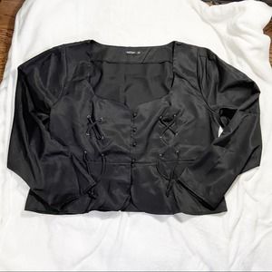 Nasty Gal Women’s Plus Size 20 Black Blazer Button Lace Up Suit Jacket